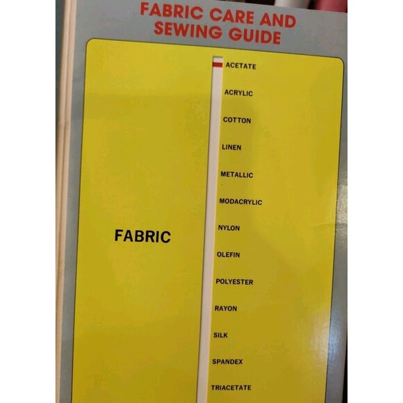 Vintage Fabric Care & Sewing Guide Pull Chart ~ 5x10" Great Shape Out Of Print - Picture 3 of 6